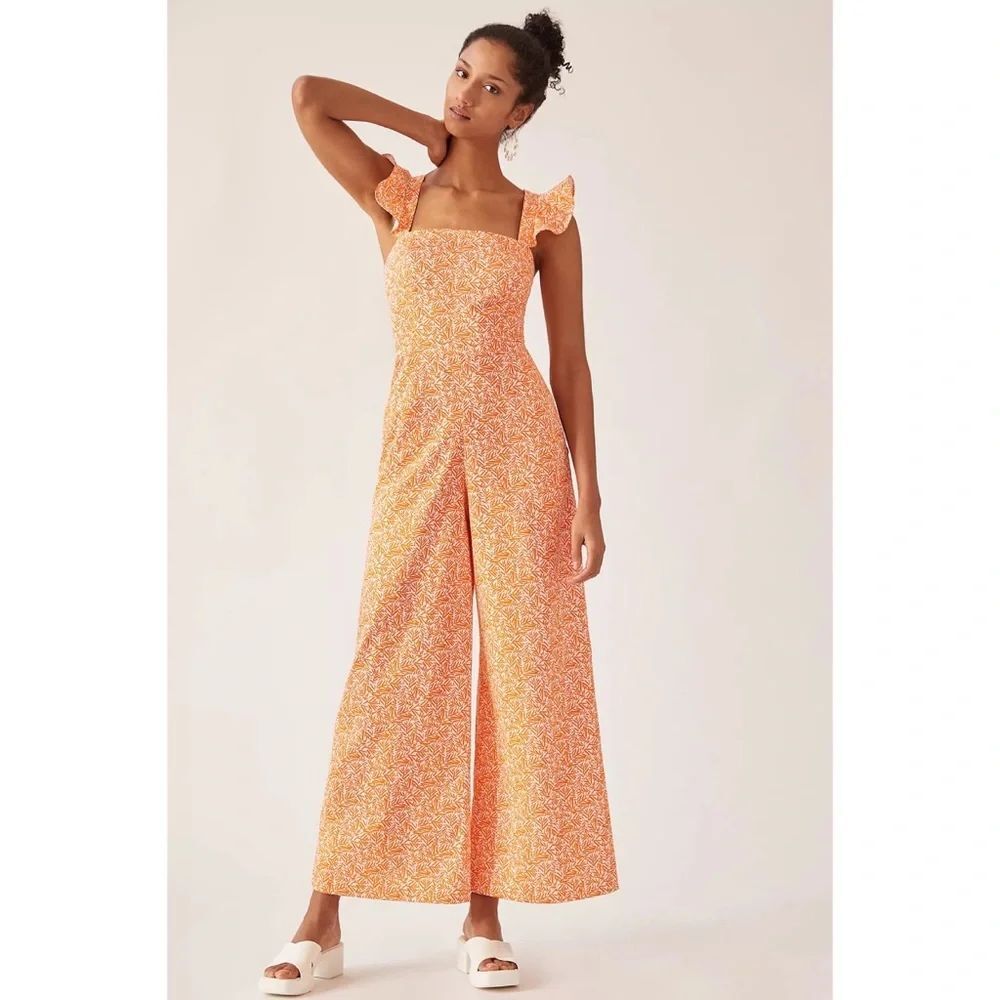 Anthropologie Hutch Orange Matchsticks Jumpsuit